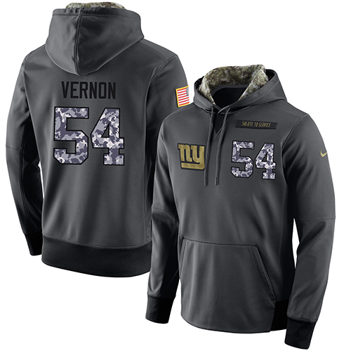 NFL Men's Nike New York Giants #54 Olivier Vernon Stitched Black Anthracite Salute to Service Player Performance Hoodie - Click Image to Close